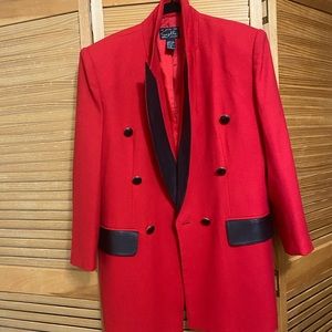 Suzelle red and black double breasted blazer